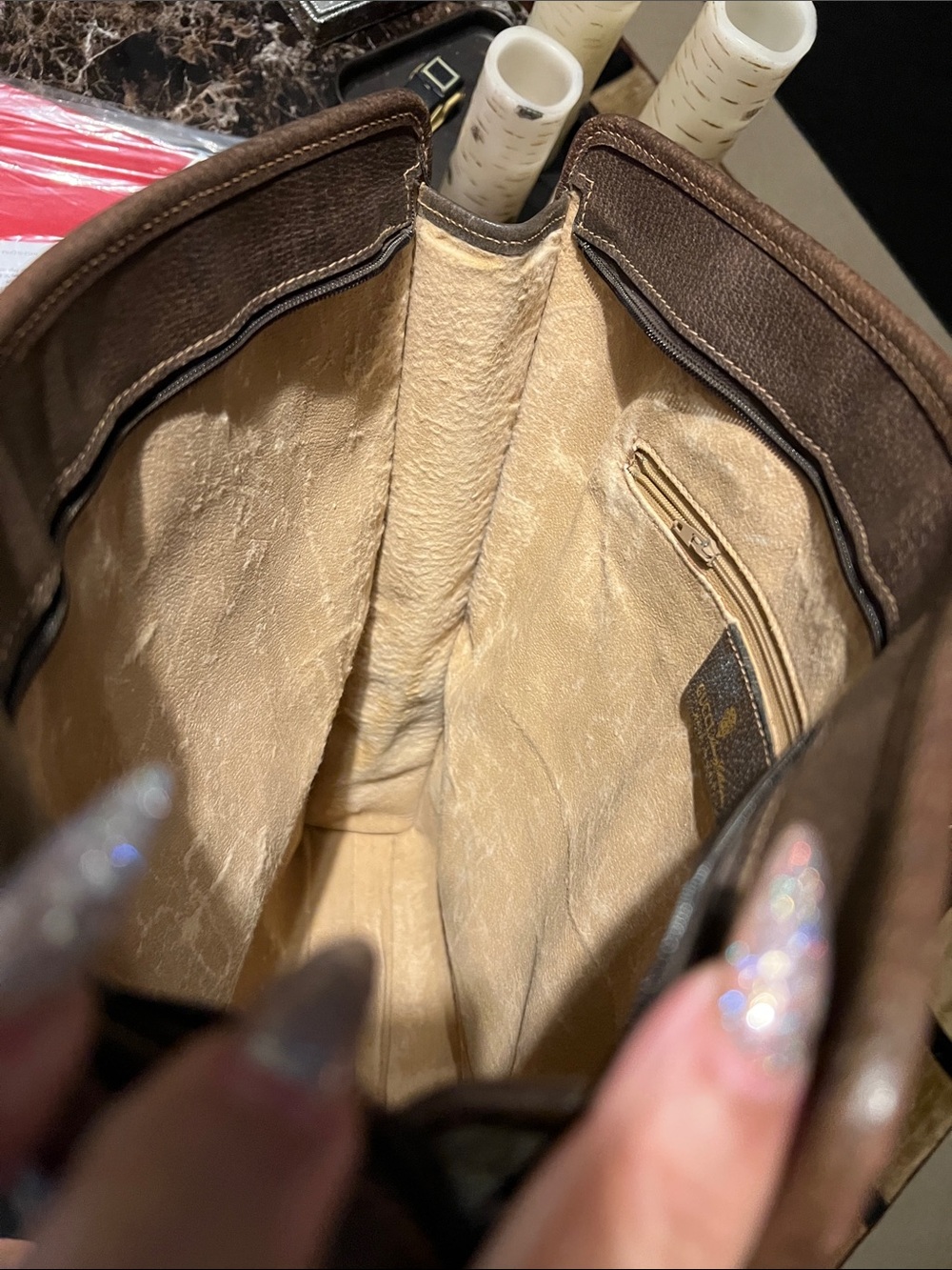Gucci Beige GG Canvas Tote with Green and Red Web Stripe 16x14x2 inches ! - Picture 6 of 15
